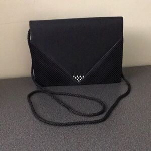 Vintage Black Evening Cocktail Clutch with Rhinestone